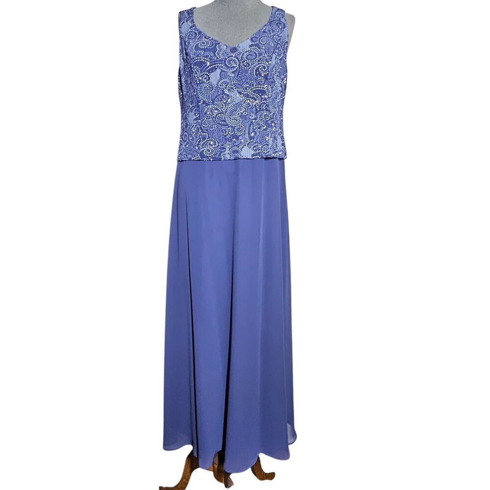 Alex Evenings Blue Sleeveless Maxi Dress Size 12